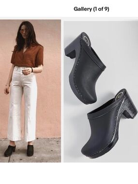 ★New With Box Org.$310 NO.6 Old School Clog on High Heel in Black 39★